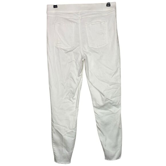Spanx Jeans Womens L Pants White Ankle Leggings Elastic Waist Pull On Distressed - Picture 2 of 11